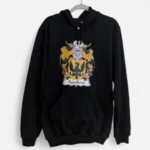Black Hooded Sweatshirt with Crest Graphic